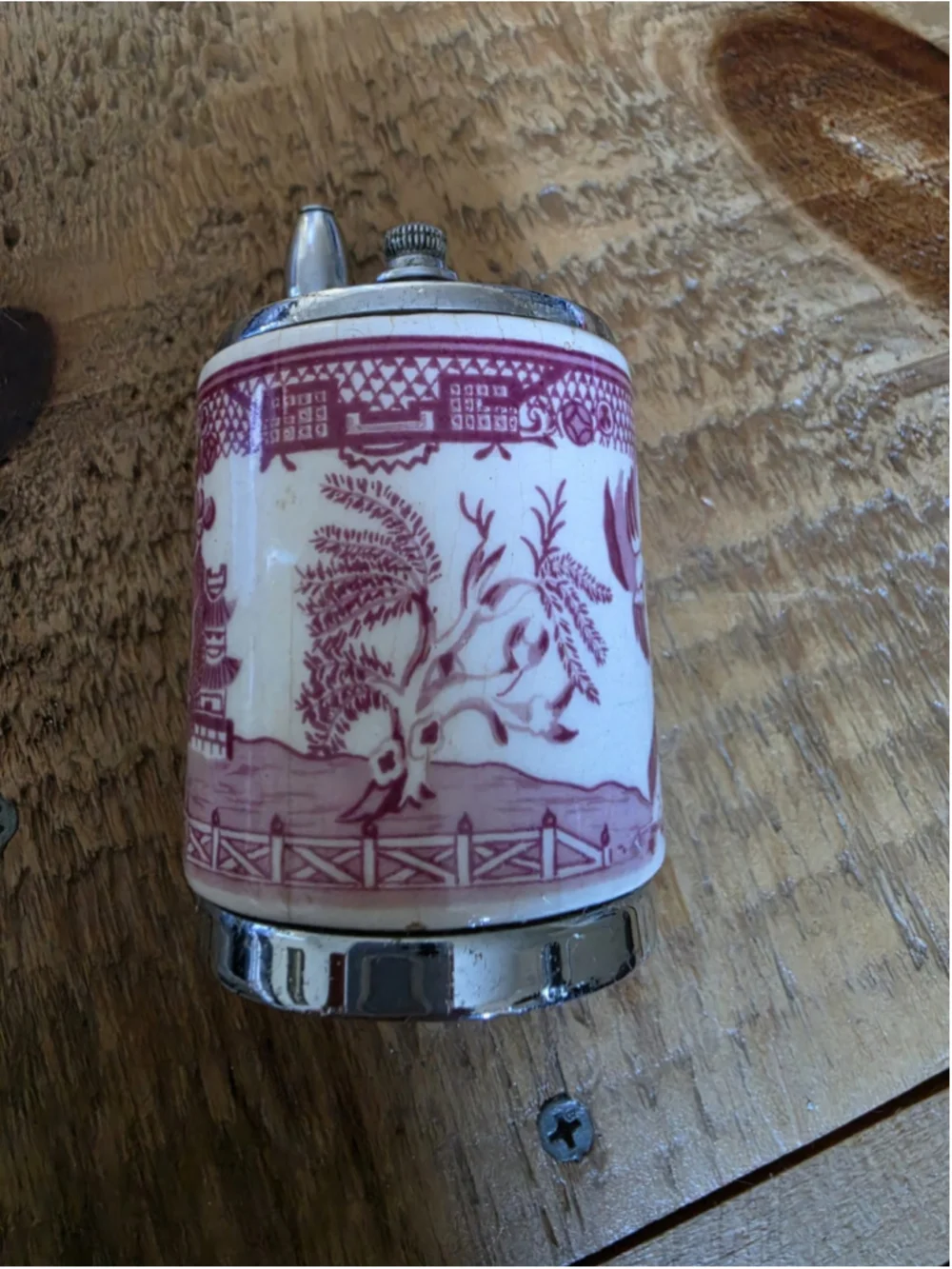 Vintage George S Thompson Pink Willow Ceramic Pepper Mill Grinder Los Angeles